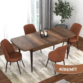 Resim Canisa Concept Kor Serisi Barok Ahşap Desen 70X114 Açılabilir Mutfak Masa Takımı, 4 Adet Sandalye 