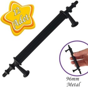 Resim Glaswen 12 Adet Erciyes kulp Siyah 96 mm Kulp Mobilya Mutfak Dolabı Çekmece Dolap Kapak Kulpu Kulbu Metal Kulpları 