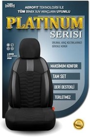 Resim Mini Cooper ile Uyumlu Lüx Deri Detaylı Oto Koltuk Kılıfı Ön Arka Takım PLATINUM Serisi SİYAH 
