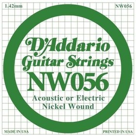 Resim D'Addario NW056 Nickel Wound Elektro ve Akustik Gitar Tek Teli - .056 (Aksesuar) | Ekstra Kalın Yapı, Maksimum Rezonans, Caz ve Ritim Gitar İçin Güçlü Çıkış Gücü 