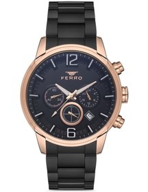 Resim FERRO Fm31916a-r Siyah Çelik Kordon 45 Mm Fonksiyonlu Erkek Kol Saati 