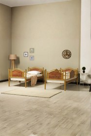 Resim ARGİMO Avangard Ahşap Başlık Metal Ranza Ve Karyola 90x200 Ceviz 