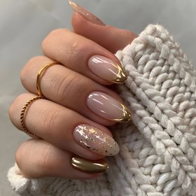 Resim Fransız Glitter Tırnak Uçları - Basit ve Zarif INS Tarzı Basın Tırnakları, Karışık Renkli Gradyan, Oval Şekil, Orta Uzunluk, Parlak Bitiş, Her Gün Moda İçin Mükemmel, Tırnak Sanatı Aksesuarları 