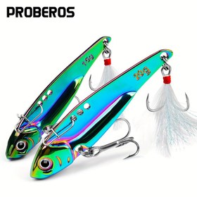 Resim 1 adet PROBEROS Renkli Titreşim Payet 5g-20g Uzun Döküm VIB Balıkçılık Yemi Yapay Bass Yemi Batan Spinner Kaşık Swimbait. Yapay Tüy ile 