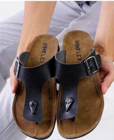 Resim Flex Erkek Ortopedik Mantar Tabanlı Siyah Renk Parmak Arası Plaj Deniz Yazlık Kaydırmaz Terlik 