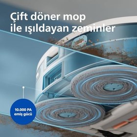 Resim Philips HomeRun 5000 Serisi Robot Elektrikli Süpürge, Çift Döner Mop, Süpürme ve Paspas, 10.000Pa Emiş Gücü, Lazer Çizgi Navigasyon, HomeRun Uygulaması, İpek Beji (XU5000/20) 