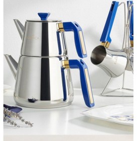 Resim Karaca Piramit Midi Medium Dark Blue Çaydanlık Takımı 