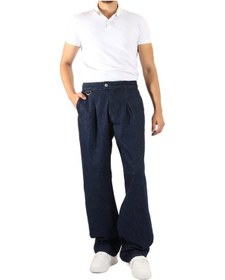 Resim Denim Belden Lastikli Kemer Detayli Wide Leg Pantolon Mavi 