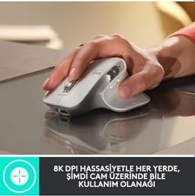 Resim Logitech MX Master 3S Performans Kablosuz Mouse, 8.000 DPI, Sessiz, Ergonomik, Ultra Hızlı Kaydırma, Çoklu Cihaz Özelliği, Bluetooth, Logi Bolt USB Alıcı, Siyah 