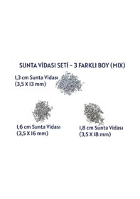 Resim 63 Ad. Sunta Vidası 1.6cm:38ad.- 1.3cm:15ad.-1.8cm:10ad. Çeşitli Boylarda Sv161318 16 MM 
