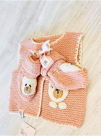 Resim BEE by Sisters Triko El Örgüsü Ayıcıklı Yelek-patik 2'li Set 
