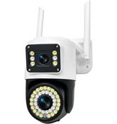 Resim Vkemall Qs-jq928ah Çift Lensli Kablosuz Güvenlik Kamerası: 360 Dönüş, Wifi, Gece Görüş, İnsan Takibi, Çift Yönlü Ses 