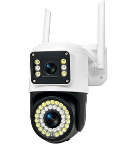 Resim Vkemall Qs-jq928ah Çift Lensli Kablosuz Güvenlik Kamerası: 360 Dönüş, Wifi, Gece Görüş, İnsan Takibi, Çift Yönlü Ses 