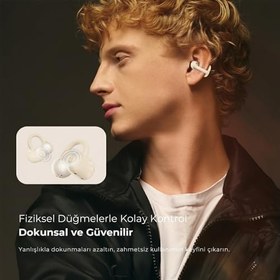 Resim Soundpeats POP Clip Open-Ear ENC OWS Bluetooth 5.4 Kablosuz Kulaklık Bej 