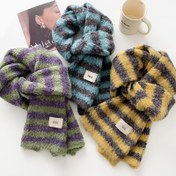 Resim Kadınlar için 2024 Yeni Kore Tarzı Çizgili Eşarp - Yumuşak, Sıcak ve Çok Yönlü Kış Aksesuarı, Öğrenciler ve Çiftler için Mükemmel, Polyester, Sıcak Kış Giyimi | Zarif Çizgili Eşarp | Yumuşak Polyester 