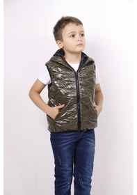 Resim Toontoy Kids Toontoy Erkek Çocuk Kapşonlu Parlak Yelek Haki 