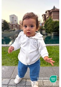 Resim Bebek/cocuk Nakış Detaylı Fermuarlı Sweatshirt Gri 