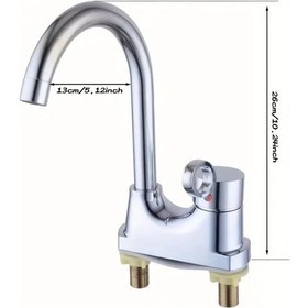 Resim Xuweiwei Modern Çift Delikli Sıcak Soğuk Bataryası Ve Çift Uçlu Hortum İle 360 Döner Yüksek Armatür 