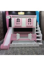 Resim bebetu mobilya Alaçatı Kaydıraklı Yavru Yataklı Ranza 