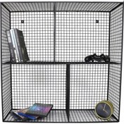 Resim Metal Duvar Rafı 4 Gözlü Grid Kare Model Kitaplık Wd-63 Siyah 