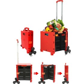 Resim Staxx Power Portatif Teleskopik Uzar Merdiven Çıkabilen Alışveriş Koli Yük Paket Taşıma El Pazar Arabası 100 kg 