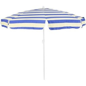 Resim Mavi Krem Çizgili 2 Metre Şemsiye - Plaj Şemsiyesi - Bahçe Balkon Şemsiye G1s 