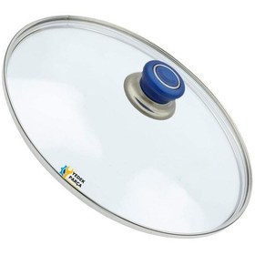 Resim Tencere Sahan Tava Cam Kapağı Kapak 40 Cm Mavi Tutma Tepesi 