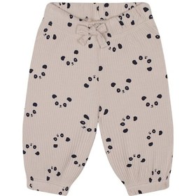 Resim Antebies Bambu, Bej Panda Desenli Beli Lastikli Bağcıklı Uzun Kollu Erkek Kız Bebek Tshirt Pantolon Set Krem 