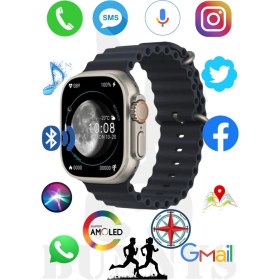 Resim Reeder P13 Blue Max Lite 2022 Uyumlu Akıllı Saat Watch 8 Ultra 49MM Konuşma Özellikli Amoled Ekran 