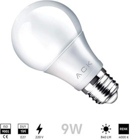 Resim Ack E-27 9w Led Ampul 4000k Günışığı 