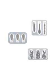 Resim Reçine Bıçak Tutucu Sap Kalıp Koleksiyonu, 3 Adet Sap Reçine Kalıp 