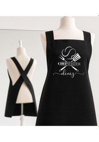 Resim Bk Gift Kişiye Özel İsimli Çapraz Askılı Siyah Mutfak Önlüğü - 9, Aşçı Önlüğü, Şef Önlüğü, Anneye Hediye Kobitmeyencom35905 Bk Gift Renkli 