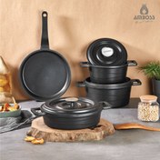 Resim 7 Parça Copper Döküm Tencere Seti (Siyah) 