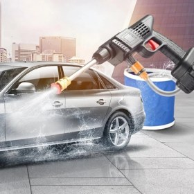 Resim Basınçlı Yıkama Sulama Tabancası 48V Şarjlı Çift Bataryalı Taşınabilir Çantalı 