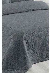 Resim Tek Kişilik Düz Renk Kapitone Yatak Örtüsü, Sade Ve Şık Görünüm 175 X 250cm Antrasit 