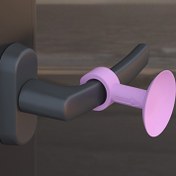 Resim Silikon Kapı Kolu Koruyucu - Matkap Gerektirmez, Aşınmaya Dayanıklı Anti-Çarpışma Tampon Kapak, İç/Ofis Kullanımı İçin, Şeffaf ve Mavi/Mor Renk Seçenekleri, Kapı Kolu Kapakları, Ofis Güvenliği Aksesuarı, Modern Aksesuar, Dayanıklı Silikon 