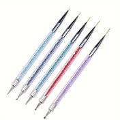 Resim 1 Adet/5 Adet Çift Başlı Tırnak Sanatı Fırçası Seti - Profesyonel Jel Boyama Kalemi, Çok Amaçlı Eyeliner Fırça, Tırnak Ucu Kalemi, Hem Yeni Başlayanlar Hem de Uzmanlar İçin Uygun 