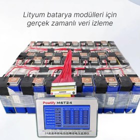 Resim Ayt Powtify M6T24 24S Kanallı Yüksek Hassasiyetli Lityum Batarya Pil Gerçek Zamanlı Voltaj Analizörü Cihazı Aleti 