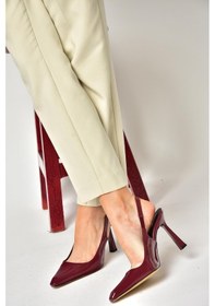 Resim Fox Shoess752063408 Bordo Rugan Kalın Topuklu Kadın Ayakkabı Bordo 