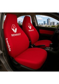 Resim Renault Uyumlu Ön Arka Koltuk Kılıfı Penye Servis Tipi Oto Koltuk Koruma Seti Kırmızı 