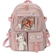 Resim Luckydog Bej Ve Pembe Renkli Dake Su Geçirmez Okul Sırt Çantası Çok Renkli 