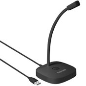 Resim Mikrofon Pc Laptop Için Esnek, Hd Kayıt Usb Giriş Dokunmatik Led Gösterge Oyun ve Kayıt Siyah Promate