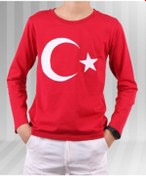 Resim Genel Markalar Unisex Çocuk Kırmızı Ay Yıldız Türk Bayraklı Uzun Kollu T-shirt 