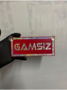 Resim Kırmızı Renk Üzeri Hologram Renk Gamsız Yazılı Vantuzlu Cam Süsü 