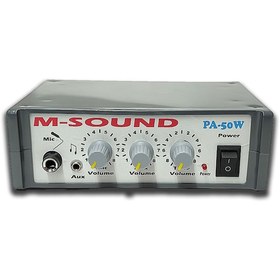 Resim Msound Pa-50W Pazarcı Anfisi 12 Volt 50 Watt Mikrofon-Aux Girişli 