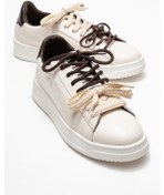 Resim Luvi Shoes Warron Ekru Kahverengi Hakiki Deri Kadın Sneakers Ekru - Kahverengi 