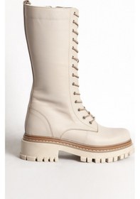 Resim Bej Dericlub 88046 Gerçek Deri Kadın Çizme Bej 