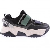 Resim Dgn Kadın Mega Kalın Taban Simli Cırtlı Sneakers Ayakkabı Siyah Multi 762513138 