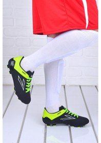 Resim Lig Meriç Km Krampon Çim Saha Erkek Spor Futbol Ayakkabısı Siyah - Sarı 001 