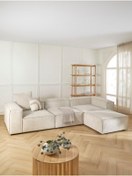 Resim S Home Design Concept Frida 4 Modül Pofidik Modüler Kanepe L Köşe Koltuk Takımı, Fitilli, Kırık Beyaz 